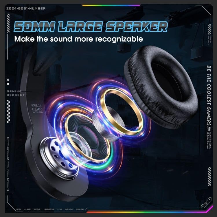 ONIKUMA X31 RGB Gaming Headphone Wired Headset – Yüksek Ses Kalitesi, Gürültü Engelleme Mikrofonu, Konforlu Tasarım